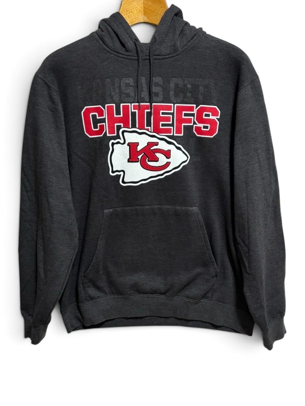 Kansas City Chiefs Hoodie NFL Team Apparel Brand Dark Heathered Gray Size L